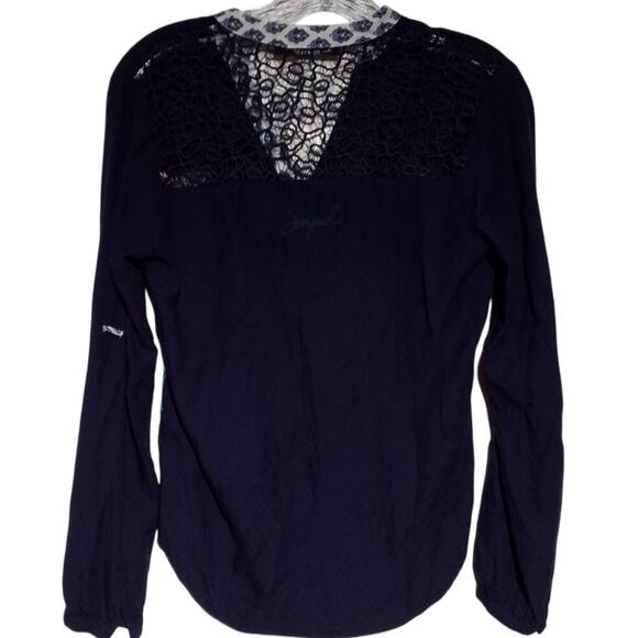 Desigual Womens Embroidered Button Up Top Long Sleeve Cut Out XS - Picture 3 of 5